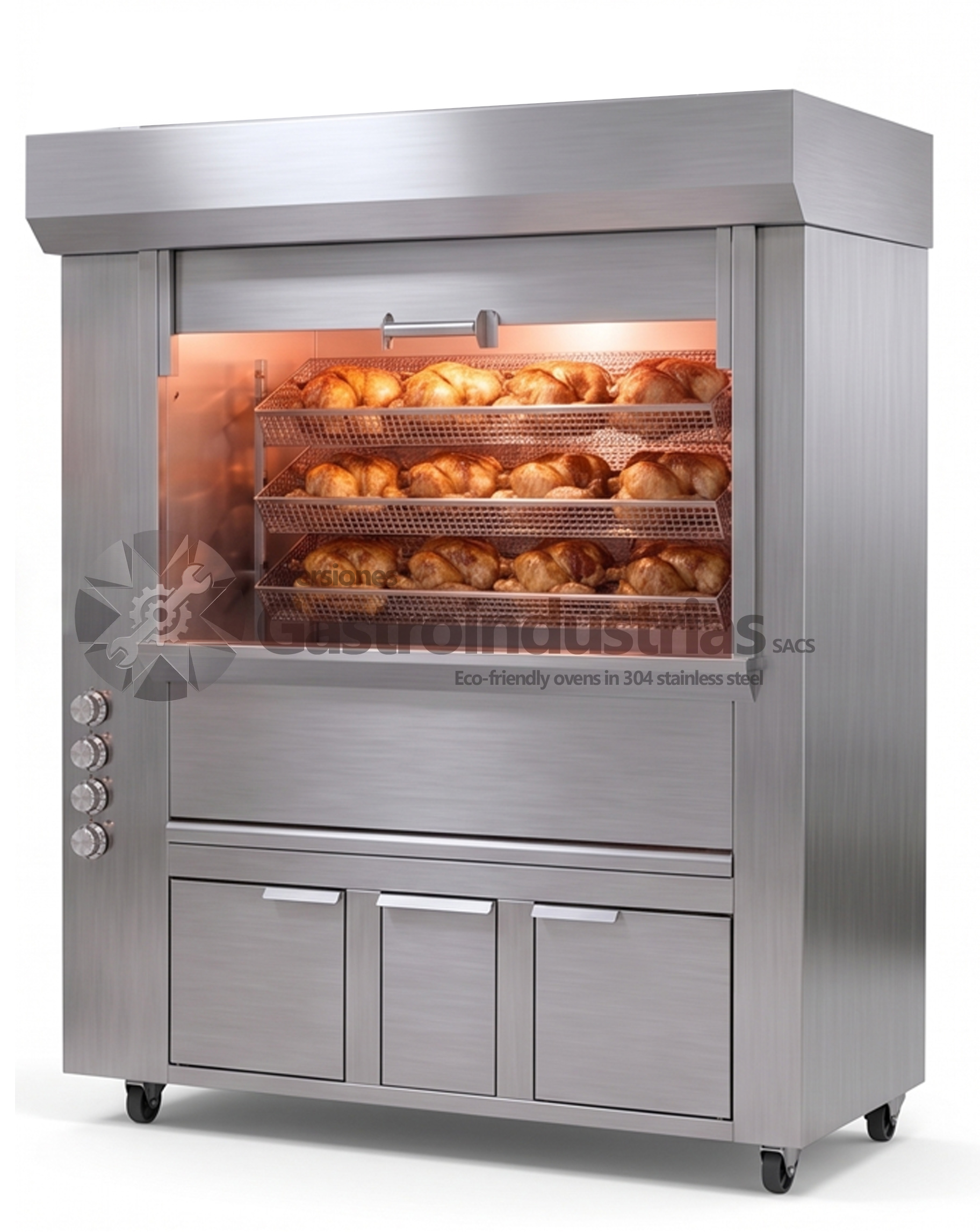 horno rosticero de acero inoxidable de 304 con canastillas internas gastroindustrias