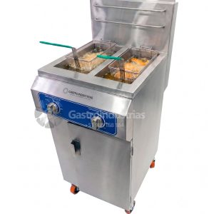 Freidora automática industrial a gas de 2 pozas independientes, Gastroindustrias