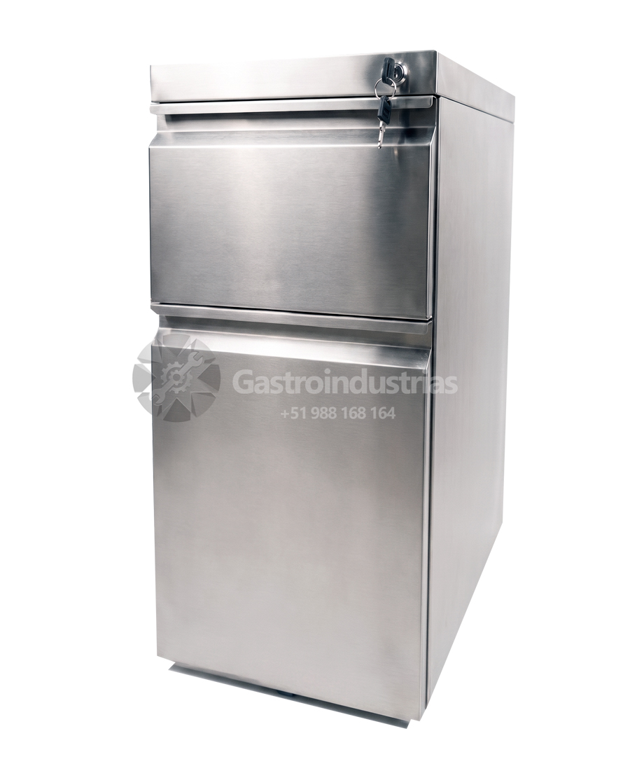 cajonera de acero inoxidable de 2 cajones con llave-gastroindustrias